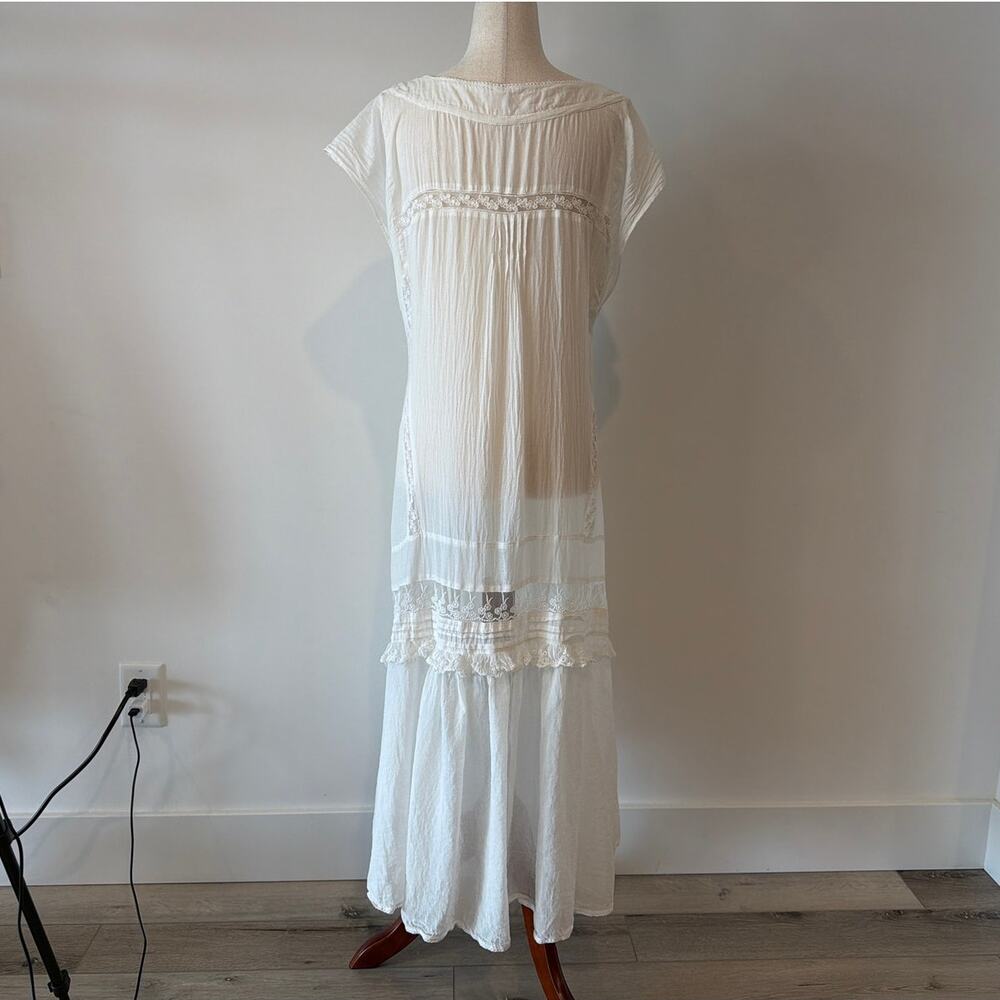 Free People “Tied To You” Maxi Tunic Dress, Ivory/White, Women’s Size Small - Picture 5 of 10
